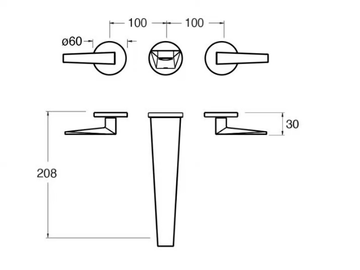FRACTAL CRIFT243 - 3 hole wall-mounted washbasin mixer by CRISTINA Rubinetterie - view 3